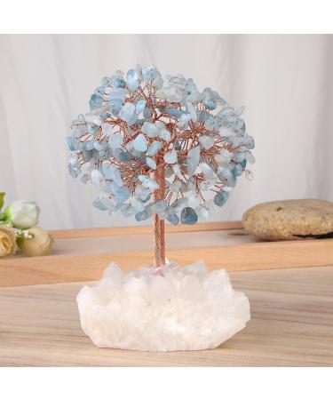 Kyeygwo Aquamarine Healing Crystal Money Tree - Feng Shui Bonsai Gemstone Ornament for Home & Luck - Buy Online on GoSupps.com