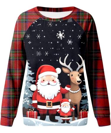Women's Christmas Snowman & Penguin Print Sweatshirt | Xmas Raglan Pullover | Winter Top Sweater | Navy XL - Buy Online on GoSupps.com