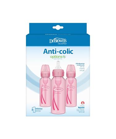 Dr. Brown's Narrow Baby Bottles - Pack of 3 - Pink - 8 Oz. - Buy Online on GoSupps.com