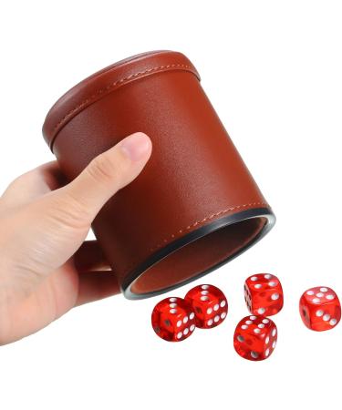 6-Piece PU Leather Dice Cup Set with 30 Dices for Craps & Farkle Game - Buy Online on GoSupps.com