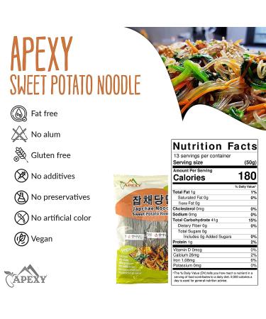 APEXY Sweet Potato Glass Noodles - Japchae Korean Vermicelli Pasta (24oz, Pack of 2) - Buy Online on GoSupps.com