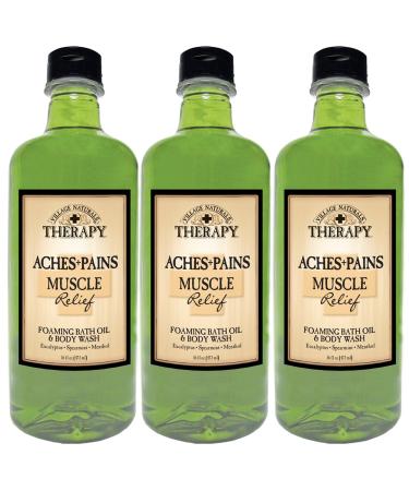 Village Naturals Therapy Aches and Pains Muscle Relief Foaming Bath Oil and Body Wash 16oz (3-pack) - Buy Online on GoSupps.com