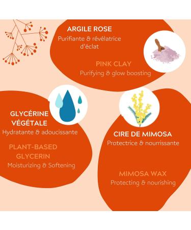 Les Poulettes - Organic certified revitalising mask for radiance pink clay and mimosa wax 75 ml face mask with clay natural ingredients made in France - Buy Online on GoSupps.com