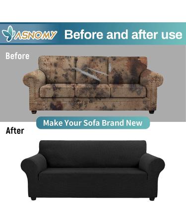 Asnomy Couch Covers for 3 Cushion Couch Stretch Sofa Covers Slipcovers  Pet Protector Furniture Covers for Dogs Cats Spandex Jacquard Fabric Small Checks(Large  Black) Black Large - Buy Online on GoSupps.com