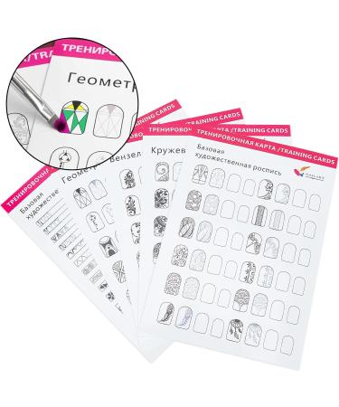 Nail Art Practice Book - 12 Sheets for Manicure Training and Painting Templates - Buy Online on GoSupps.com
