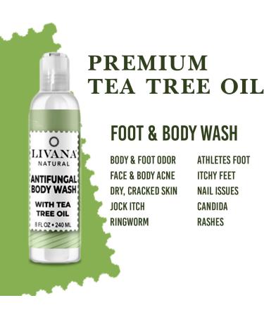 Livana Antifungal Soap with Tea Tree Oil 8oz - Treat Athlete's Foot, Ringworm, Nail Fungus - Antibacterial Defense for Skin Irritations - Buy Online on GoSupps.com