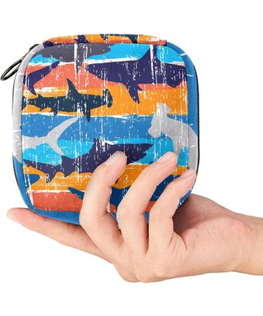 Abstract Underwater Sharks Sanitary Napkins Storage Bag | Portable Period Pocket for Women & Teen Girls - Buy Online on GoSupps.com