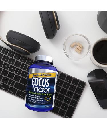 Focus Factor Brain and Vision Supplement 120 Count - Eye Vitamin & Mineral Multivitamin for Adults with Lutein and Zeaxanthin - Improves Focus, Concentration, and Memory - 1 Pack - Buy Online on GoSupps.com