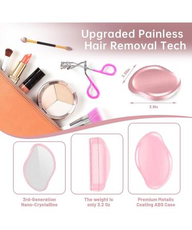 Crystal Hair Eraser - Painless Hair Removal Tool for Women and Men - Portable Exfoliation for Arms, Legs, and Back - Reusable and Washable - Pink - Buy Online on GoSupps.com