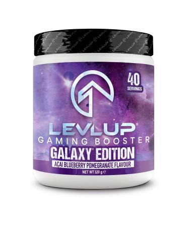 LevlUp Galaxy Edition Gaming Booster Energy Drink Powder for Gamers with Taurine Caffeine L-Tyrosine and Vitamin B12 Sparkling Glow A ai Blueberry and Pomegranate Flavour 320 g 40 Servings