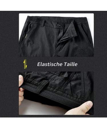 Yawho Men's Waterproof Windproof Hiking Pants - Softshell Trekking Cargo Trousers | Fast Dry Outdoor Gear (L 105 Black) - Buy Online on GoSupps.com