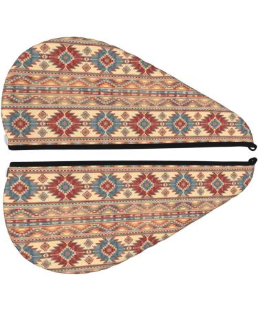 Hair Towel Wrap - Quick Drying Turban with Button | Tribal Aztec Design | Perfect for Fast Hair Drying - Buy Online on GoSupps.com