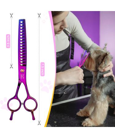Jason 7.5 Chunker Scissors - Professional Dog Thinning Shears | Japanese Stainless Steel Effilator Scissors with 16 Teeth | Purple Pet Grooming Tools - Buy Online on GoSupps.com