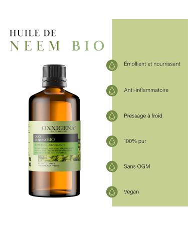 Oxxigena 100% Pure Virgin Organic Neem Oil - 1L - Cold Pressed - Moisturizing Replenishing Ideal for Hair Skin - Vegan Non-GMO - Buy Online on GoSupps.com