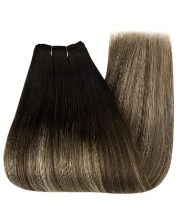 Youngsee Tressen 40cm Real Hair Balayage Weaving Extensions - Ombre Black Brown Blond 100g #1b/4/27 - Buy Online on GoSupps.com