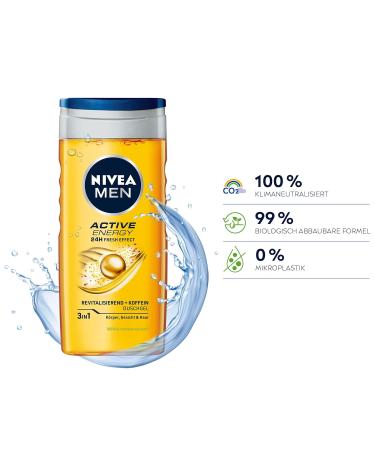 Buy Nivea Men Active Energy Shower Gel (250 ml) - pH-Friendly Caffeine Infused 24h Freshness for Body Face & Hair - Men's Shower Gel (1 Pack) - Buy Online on GoSupps.com