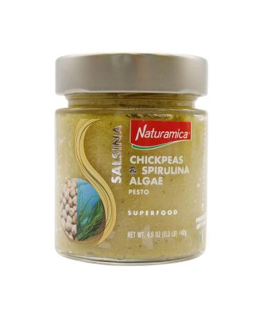 NATURAMICA Chick Peas and Spirulina Algae Superfood Pesto Sauce - All Natural Healthy Spread - 4.9 oz - Buy Online on GoSupps.com