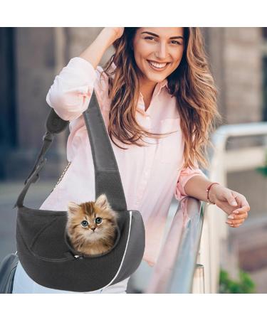 Shop Adjustable Cat Sling Carrier & Dog Cloth - Soft Washable Breathable Bag for Puppies & Small Dogs | Neflum L Black Mesh - Buy Online on GoSupps.com