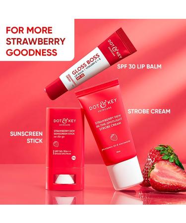 Strawberry Dew Strobe Cream for Face | Skin Radiance Cream | Moisturizer & Highlighter for Face | for Dewy Glazed Instant Glow | Boosts Hydration| for Women & Men | 30ml - Buy Online on GoSupps.com