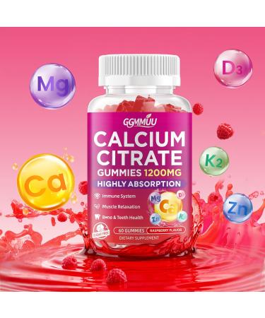 GGMMUU 2 Pack Calcium Citrate Gummies 1200mg High Absorption Calcium Supplements for Women & Men Sugar Free Calcium Gummies for B0ne Muscle & Immune Support Non-GMO Raspberry Flavor 120 Count - Buy Online on GoSupps.com