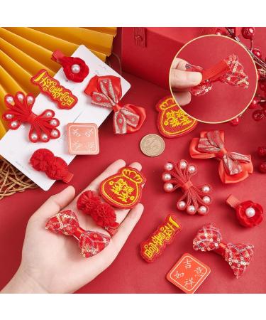 AHANDMAKER 8 Pairs Chinese Style Hair Clips Chinese New Year Hair Accessories Christmas Hair Clips Cartoon Pattern Bow Hair Clip for Christmas Spring Festival Decor Chinese Style Hair Clips#5 - Buy Online on GoSupps.com