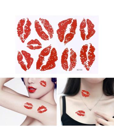 Lurrose 6pcs Red Lips Temporary Tattoo Stickers - Waterproof Face & Body Decorations for Girls and Kids - Buy Online on GoSupps.com