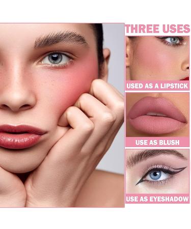 Double Head Cream Blush Stick with Brush | Waterproof Pink Blush Stick for Cheeks and Lips | Natural Matte Lip and Cheek Makeup Stick | Lightweight Creamy Texture for Mature Skin | Dewy Finish - Buy Online on GoSupps.com