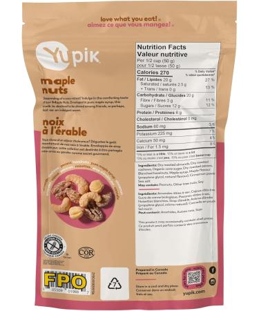 Yupik Mixed Maple Nuts 156 g Gluten-Free Snack Kosher Non-GMO Maple Glazed Nuts With Pure Maple Syrup Dry Roasted Almonds Cashews Pecans Hazelnuts Cozy Cinnamon Flavored Snack - Buy Online on GoSupps.com