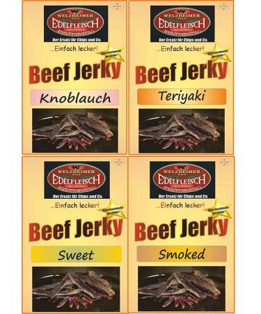 Edelfleisch 2 Kg Mega Biltong Beef Jerky Sample Pack 4 Varieties Teriyaki+Garlic+Smoked+Sweet STIX