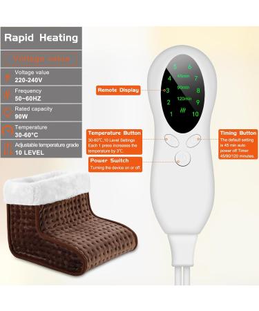 Bute Foot Warmers - Fast Heating Electric Foot Warmers with Washable Lining | 10 Adjustable Temp Levels | Intelligent Timer | Dark Brown - Buy Online on GoSupps.com