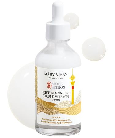Mary&May SEOUL Edition S rum triple vitamine la niacine de riz 10% S rum clat cor en pour un teint uniforme et un clat sain Niacinamide et vitamines Sans parfum sans cruaut envers les Riz Niacine Triple Vitamine