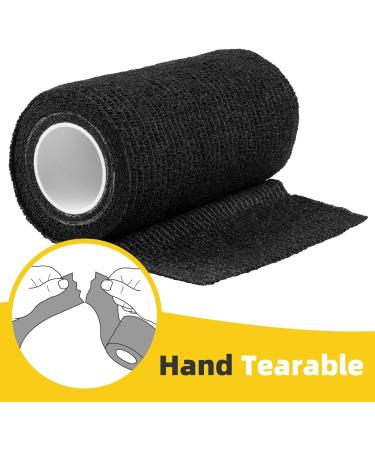 Anjocare Self-Adhesive Bandage Wrap (8 Pack) - Breathable & Cohesive Wrap for First Aid Sports Injuries and Pet Care - 10cm x 4.5m - Black - Buy Online on GoSupps.com
