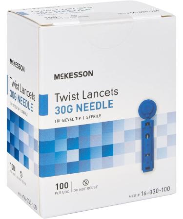 McKesson Twist Lancets 30 Gauge | Push Button Activation | 1.8 mm Depth | 100 Count - Buy Online on GoSupps.com