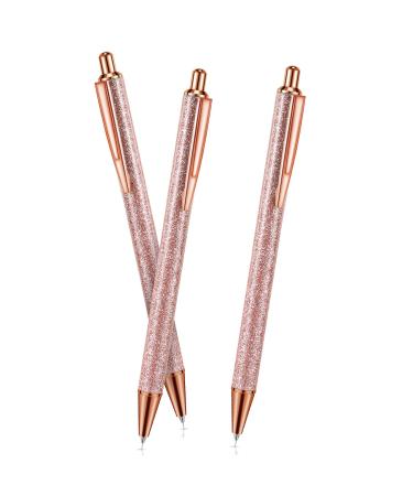 3 Pieces Air Release Weeding Pen Vinyl Installation Pen Weeding Tool Fine Point Weeding Pin Pen Glitter Metal Pin Pen Retractable Craft Vinyl Tool for DIY Craft (Rose Gold  Smooth Style)