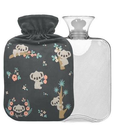 Naanle floral koala hot water bottle with reference transparent hot water bottle 2l large hot hot water bottle for bed hand feet warmer pain relief heat and cold therapy