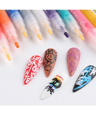 12 Colors Pens 3D Waterproof Nail Painting Kit Pens for Painting Nails Nail Polish Pens Nail Point Graffiti Dotting Liner Nail Accessories - Buy Online on GoSupps.com