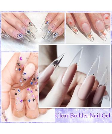 Saviland Builder Nail Gel Kit - Clear 60g Nail Extension Gel Set for Beginners | Nail Strengthening Manicure Set with 100PCS Nail Forms and Acrylic Brush - Buy Online on GoSupps.com