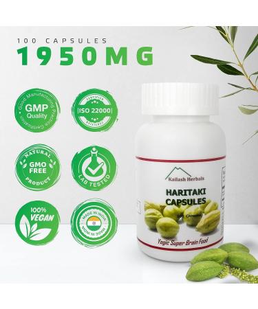 Kailash Herbals Organic Haritaki Capsules 2420MG - Digestion Support, Detox & Rejuvenation | 100 Capsules Terminalia Chebula | Vegan & Non-GMO - Buy Online on GoSupps.com