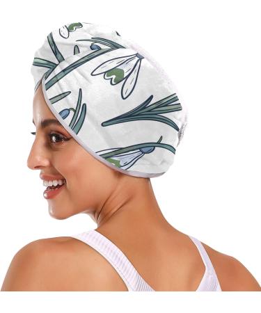 Snowdrops Flowers Hair Towel 2 Pack - Super Absorbent Quick Dry Hair Turbans for Women & Girls | Perfect Hair Drying Solution - Buy Online on GoSupps.com