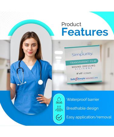 Simpurity Transparent Film Wound Dressing - Waterproof Silicone Medical Pads - 2x12 Pack for Optimal Wound Care - International Shipping Available - Buy Online on GoSupps.com