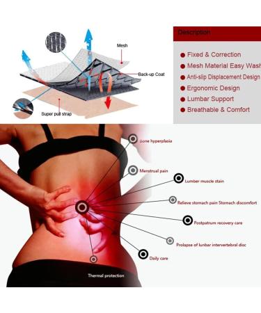 USSPO Self-Heating Tourmaline Waist Support Belt - Back Pain Relief Posture Correction Sciatica & Kidney Health Medium Black - Buy Online on GoSupps.com