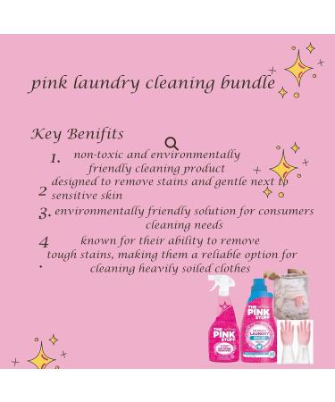 The Pink Laundry & Stain Remover For Clothes- Includes 500ml The Pink Stuff Spray Oxi Stain Remover 960ml Non Bio Washing Liquid Sensitive Detergent Bundled with Pink Reusable Gloves & Laundry Basket. - Buy Online on GoSupps.com