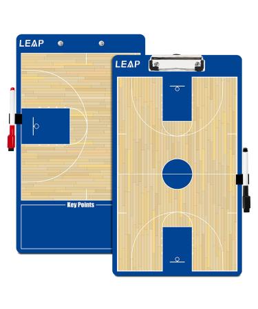 LEAP Coach Board Clipboard Premium Tactical Double-Sided Coach Marker Board with Full & Half Court Dry Erase Marker Board for Basketball Baseball Football Soccer Hockey Lacrosse & Volleyball Coahces Basketball Clipboard