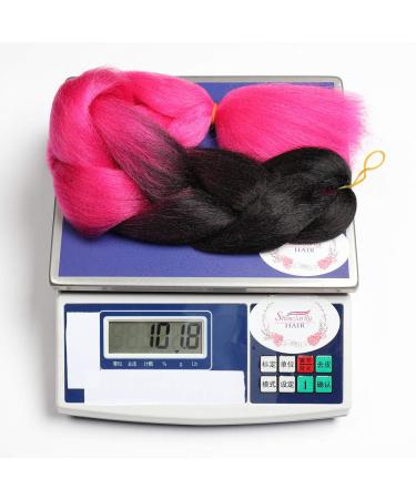 Showjarlly Jumbo Braid Artificial Hair - 24 Inch Ombre Kanekalon Extensions (5 Pack) for Crochet Twist & Box Braids - Black/Ros  - Buy Online on GoSupps.com