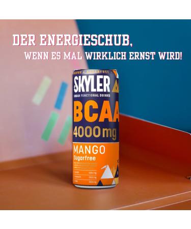Skyler 4 000 mg BCAA Drink Mango - High-Performance Pre-Workout Booster | 24 x 330 ml | Zero Sugar Low Carb 106 mg Caffeine | International Shipping Available - Buy Online on GoSupps.com