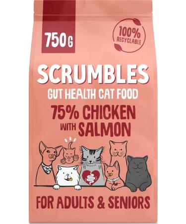 Scrumbles All Natural Dry Cat Food With 75% Chicken and Fresh Salmon High Protein Food for Adults And Seniors 750 g 750 g (Pack of 1) - Buy Online on GoSupps.com