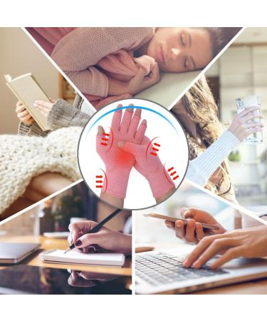 Rheumatoid Arthritis Compression Gloves - Pain Relief Fingerless Hand Mitten for Carpal Tunnel - Women Men Size S Black&Pink - Buy Online on GoSupps.com