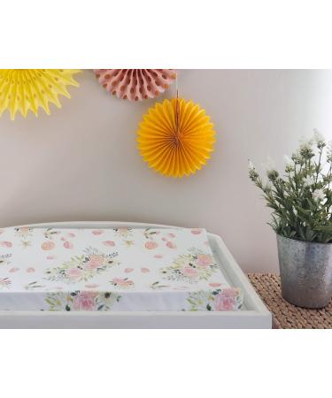 Gilded Bird Wedge Baby Changing Mat with Raised Sides | 69x44cm, Extra Thick & Wipeable | Orange Bloom - White - Buy Online on GoSupps.com