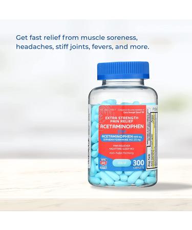Rite Aid Acetaminophen PM Caplets - 300ct | Sleep Aid & Pain Relief for Adults | Extra Strength Pain Reliever for Arthritis | Real Time Pain Relief - Buy Online on GoSupps.com