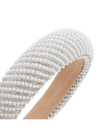 Yission White Pearl Rhinestone Headband for Women - Sparkly Beaded Hairband for Wedding and Special Occasions - Buy Online on GoSupps.com